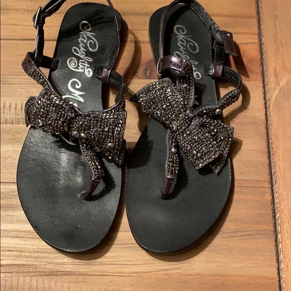 Rhinestone bow sandals